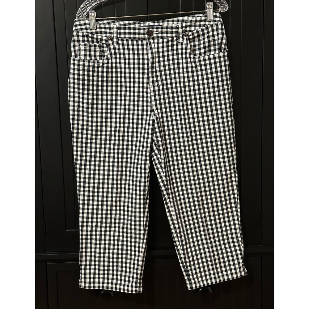 Bill Blass Pants Size 12 Gingham Capri Cropped Y2K Preppy Cottagecore Stretch